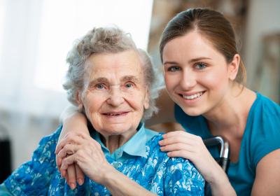 senior woman with her caregiver